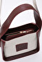 Burgundy Shk176 Faux Leather Detailed, Single Compartment, Zippered, Canvas Hand, Arm and Shoulder Bag - 7
