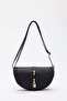 Black Shk92 Lock Detailed Faux Leather Single Compartment Snap Fastener Hand, Arm and Shoulder Bag L:15 E:25 W:6 cm