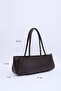 Brown Color Shk195 Faux Leather Single Compartment Baguette Model Zippered Hand, Arm and Shoulder Bag - 2