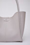 Gray Shk76 Large Size Women's Hand and Shoulder Bag with Snap Fastener Wick Strap Faux Leather Makeup Bag U:29 E: - 8
