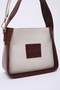 Burgundy Shk176 Faux Leather Detailed, Single Compartment, Zippered, Canvas Hand, Arm and Shoulder Bag - 5