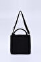 Black Shk165 Canvas Fabric Two-Compartment Zippered, Hand, Arm and Shoulder Bag L:22 W:25 W:10 cm - 4