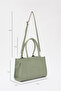 Mint Green Shk83 Faux Leather Single Compartment Zippered Double Strap Hand, Arm and Shoulder Bag L:17 E:27 W:10 - 2
