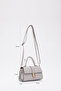 Shk109 Gray Faux Leather Women's Hand and Arm Shoulder Bag - Adjustable Strap, Snap Design, 7 cm Width - 2