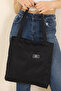 Black H0002 2-Compartment Canvas Fabric Daily Sports Women's Shoulder Bag with Pockets L:35 E:35 - 4