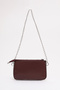 Burgundy Shk125 Faux Leather Bead Detailed Zippered Single Compartment Chain Strap Shoulder Bag - 3