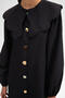 Touche Wide Collar Poplin Dress - Black - 5