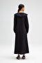 Touche Wide Collar Poplin Dress - Black - 3