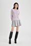 Crew Neck Soft Textured Raglan Sleeve Knitwear Sweater - I6913Az24Wn - 2
