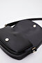 Black-cream Shk92 Lock Detailed Faux Leather Single Compartment Hand, Arm and Shoulder Bag with Snap Fasteners L:15 E:25 W:6 - 7