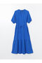 Blue Crochet Collar Muslin Dress - 6