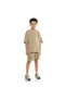 Boys' Cord Set – Olive T-Shirt and Shorts Outfit with Label Detail - 5