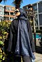 Merve Nur Akyüz Historical Veloria Pattern Shawl - Navy Blue