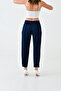Women's Trousers - Buttoned Legs - Elastic Back Waist - Straight Front Belt - Crepe Fabric - Comfortable Fit Trousers - 6