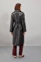 Water Repellent Faux Leather Trench Coat Double Breasted Collar Buttoned Belted Pockets A7960Ax24Au - 5