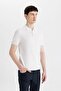 Slim Fit Polo Neck Short Sleeve Basic Plain Knitwear T-Shirt Y5369Az24Sm - 4