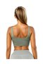 Women's Khaki Colored Gathering Crop Tank Top - 2