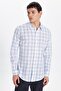 Men's Slim Fit Slim Fit 100% Cotton Linen Texture Checkered Shirt - 3