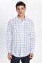 Men's Slim Fit Slim Fit 100% Cotton Linen Texture Checkered Shirt