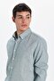 Men's Slim Fit Slim Fit Linen Effect Premium Series Button Collar Plain Mint Shirt - 2