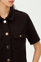Shirt Collar Snap Fastener Straight Cut Comfortable Fit Knitted T-Shirt - 3