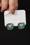 Women's Yellow Framed Turquoise Enamel Lotus Flower Steel Earrings