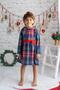 Girl's Plaid Pattern Christmas Themed Dress