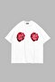 Blooming Chest Printed Oversize Unisex White Tshirt