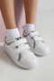 Jamilia Double Velcro Leather Girls' Shoes White - 2