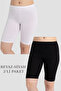 Women's Cotton over Knee Short Tights 2 Pack White - Black