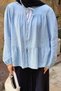 Muslim Hijab Shirt V Neck with Elastic Sleeves, Blue Green Colors - 4