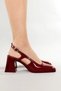 Women's Burgundy Patent Leather Heeled Shoes Square Toe Tpu Sole Kbrdr104 - 2