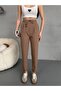 Women's High Waist Elastic and Laced Carrot Cut Fabric Trousers - 4