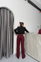 Poliviskon Fabric Belt Detailed Claret Red Trousers - 4