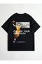 Follow Your Path Single Jersey T-Shirt - Black Printed Oversize Crew Neck T-Shirt - 3