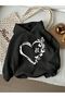 Butterfly Heart Cotton Kids Sweatshirt - Black Printed Girls and Boys Winter Hoodie