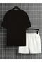 Deer Logo T-Shirt Shorts - Black and White Bottom Top Team Shorts T-Shirt Combo Printed Crew Neck - 2