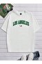 Los Angeles L.A Single Jersey T-Shirt - White Printed Oversize Crew Neck T-Shirt - 3