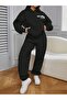 3 Thread East Hampton Sweatshirt Sweatpants Jogger - Black Printed Bottom Top Sweatpants Set Hooded - 3