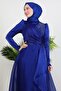 Eliza Hijab Evening Dress Cobalt Blue - 5