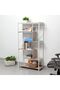Mineo Ash White Bookcase/Display Cabinet - 5 Shelves, Metal & Wood, 2-Year Warranty - 2