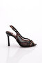 Women's Stone Buckle Heeled Shoes Leopard Black Patent Leather 6861535