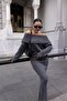 Degaje Collar Anthracite Knitwear Set - with Skirt - 3