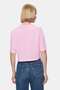 Indiana Light Pink Crew Neck Crop Printed 100% Cotton Loose Fit Women's Tshirt - 4