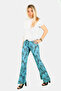 Blue Patterned Wide Leg Trousers