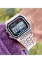 Silver Color Square Sports Unisex Wristwatch with Digital Light Alarm Stopwatch - 2