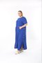 Large Size Women's Cobalt Blue, Long Dress with Metal Buttons and Kangaroo Pockets 65N37881 - 2