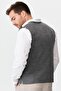 Men's Fine Knitwear Plain Vest O.smoked - 4