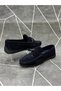 Navy Blue Genuine Suede Leather Loafer Shoes - 3