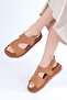 Reina Tan Color Asymmetrical Cut Women's Sandals - 5